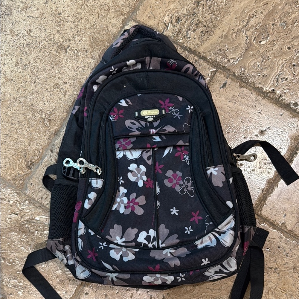 Floral Black Backpack